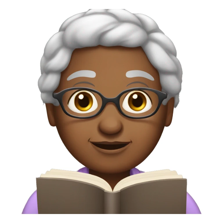 Sweet brown-eyed Granny reading a book sticker