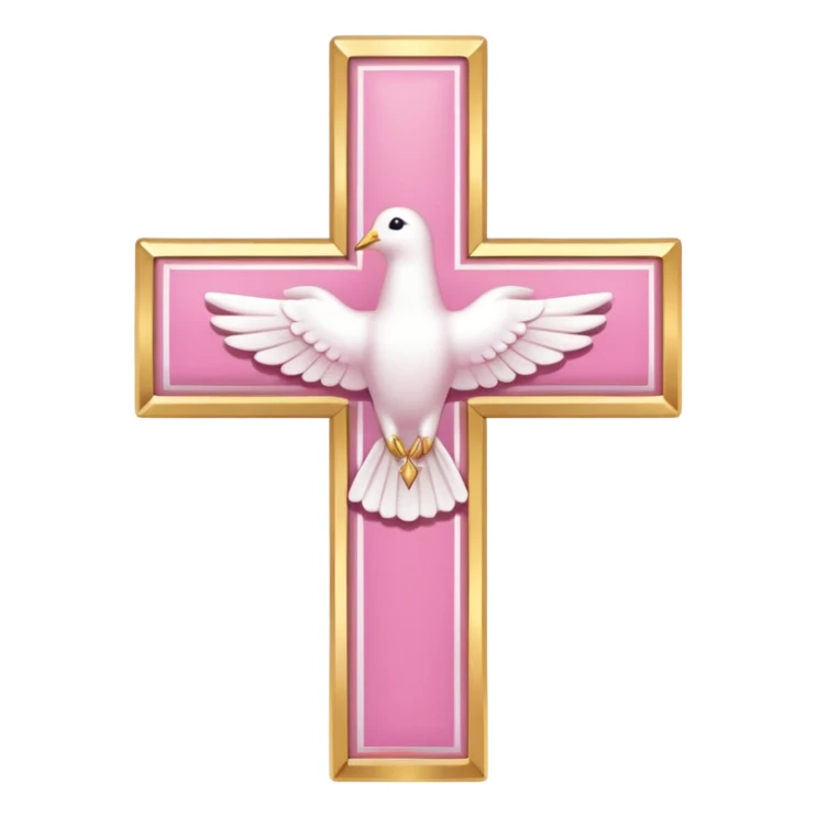 Pink and white simple holy cross with a dove  sticker