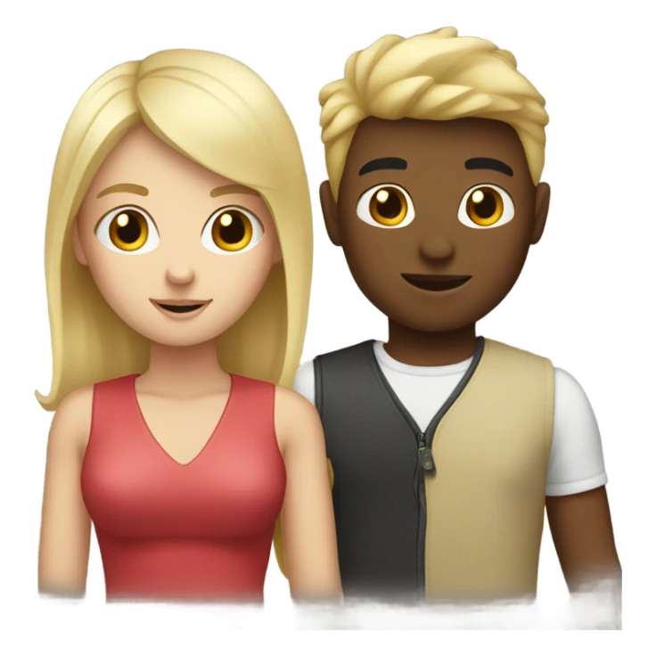 Blonde boy with brunette girl sticker