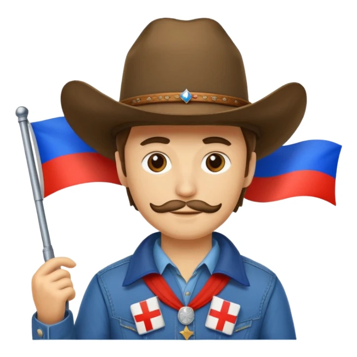 Cowboy emoji with a Russian flag sticker