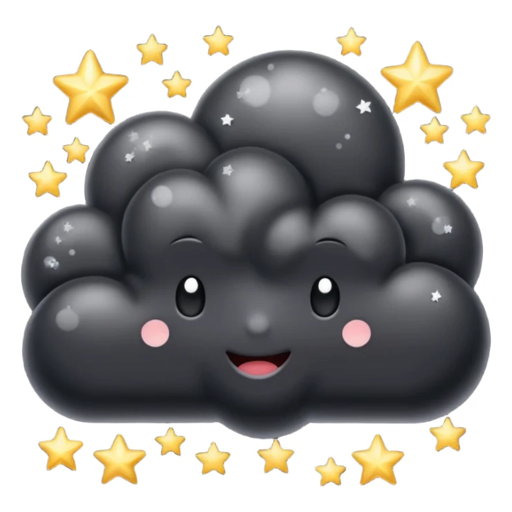 Shiny black cloud with stars sticker