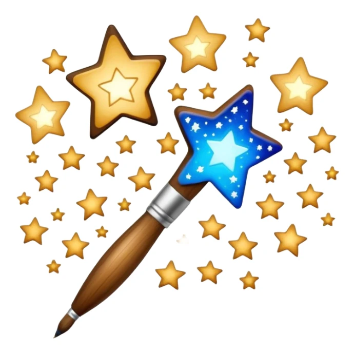 combine painting brush pen with shiny stars sticker