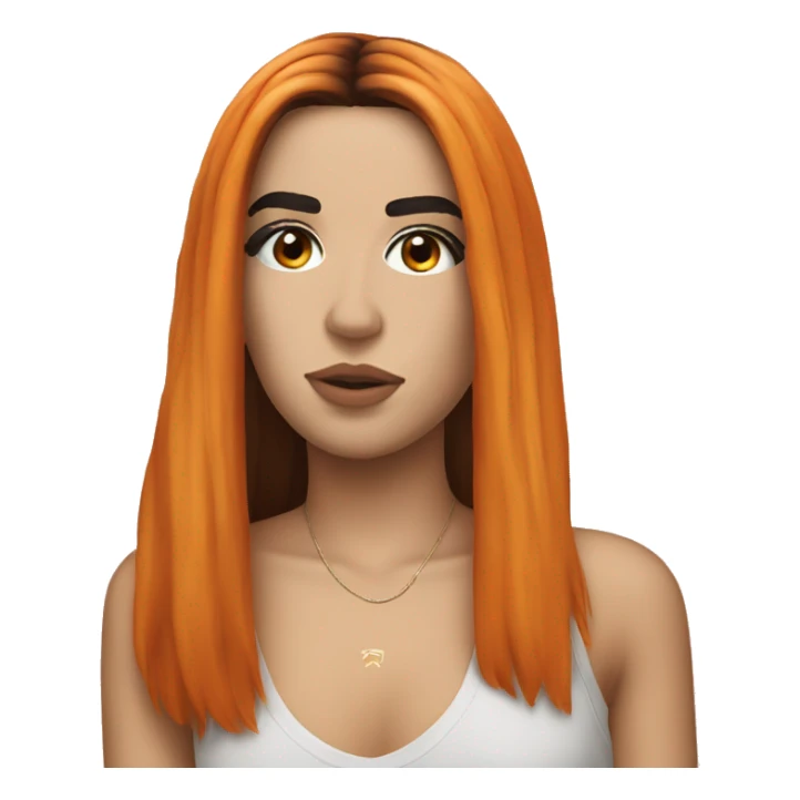 Dua Lipa with orange long hair sticker