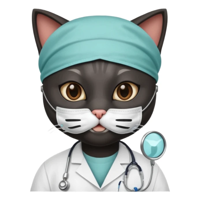 black doctor cat, surgeon mask sticker