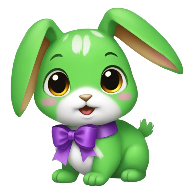 Female green rabbit with a purple bow sticker