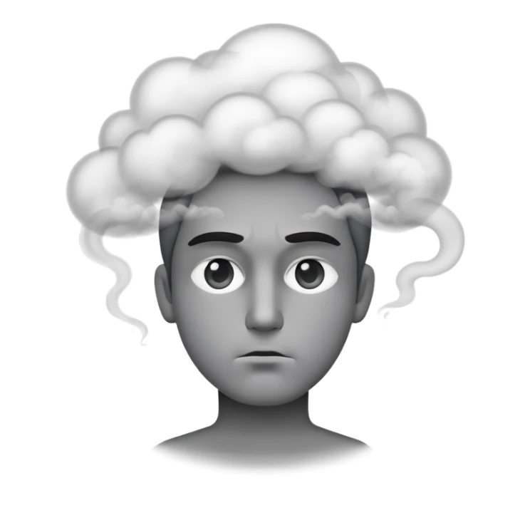 Persona seria con humo en la cabeza sticker