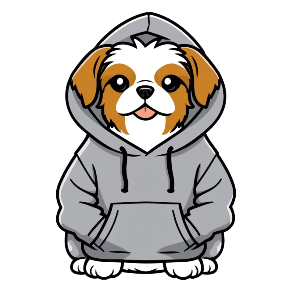 shit-zu wearing a hoodie sticker
