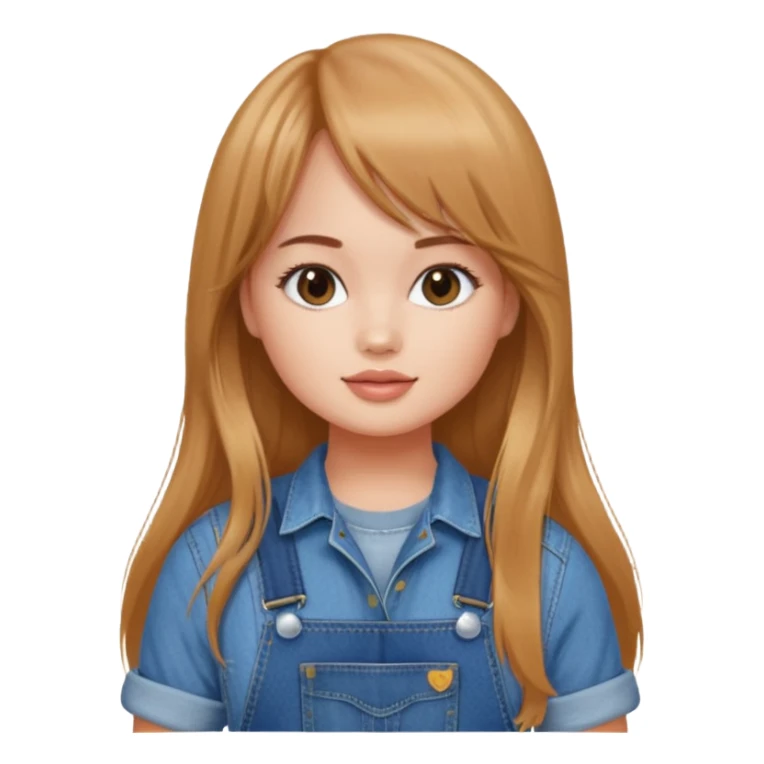 Debby Ryan (long hair with straight (not curtain) bangs) wearing overalls sticker