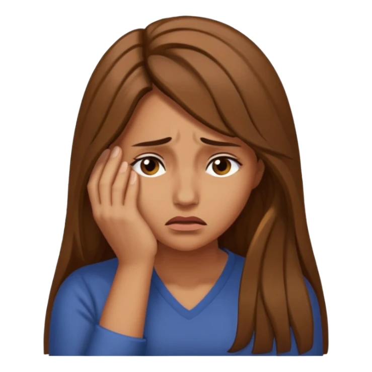 Facepalm woman upset looking down brown hair sticker