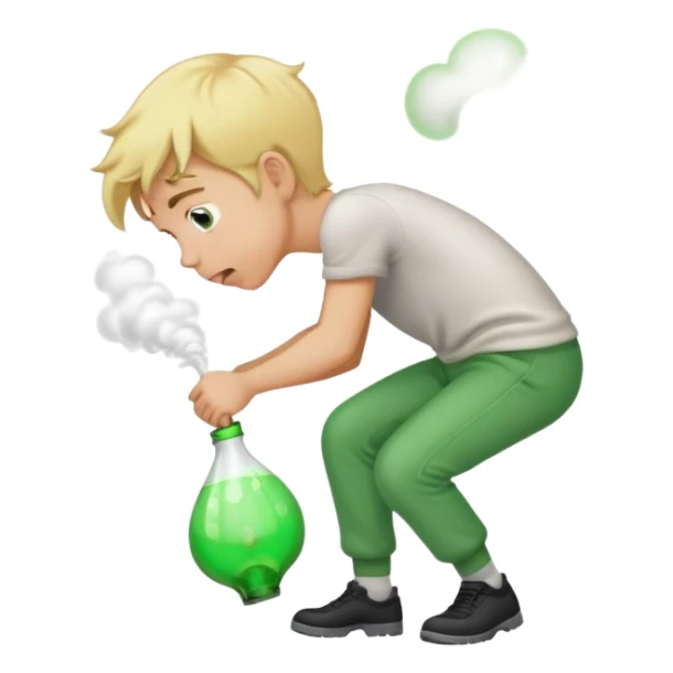 blonde boy bent over farting green gas from butt sticker