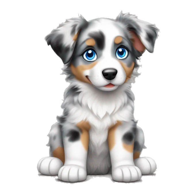 merle australian shepherd puppy with blue eyes paws at bottom  sticker