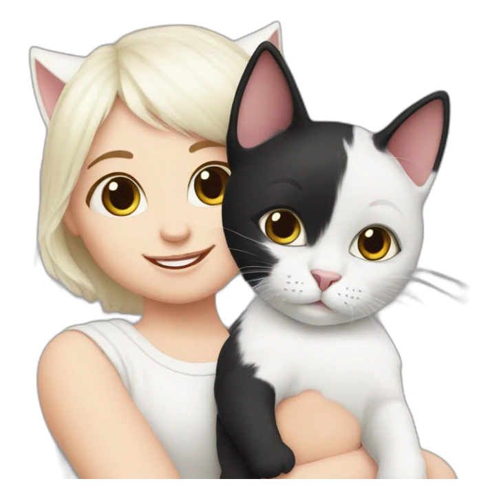 1 White cat & 1 black cat and a baby girl sticker