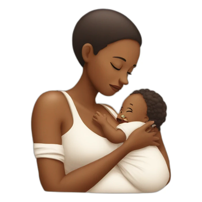 Mommy and baby hungry sticker