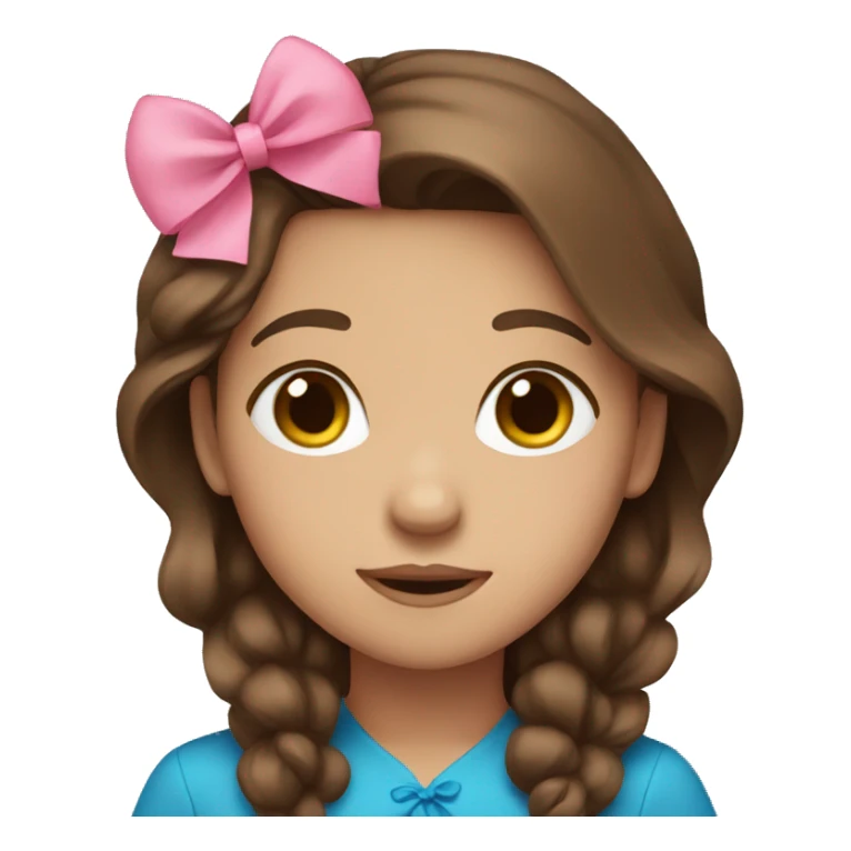 Brown hair girl with blue with pink bow sticker