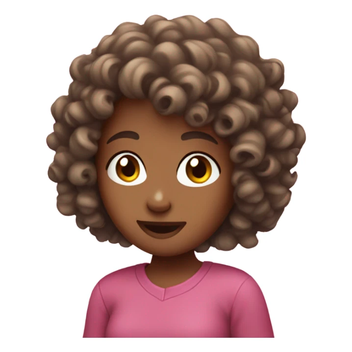 girl with curly hair on pink phone  sticker
