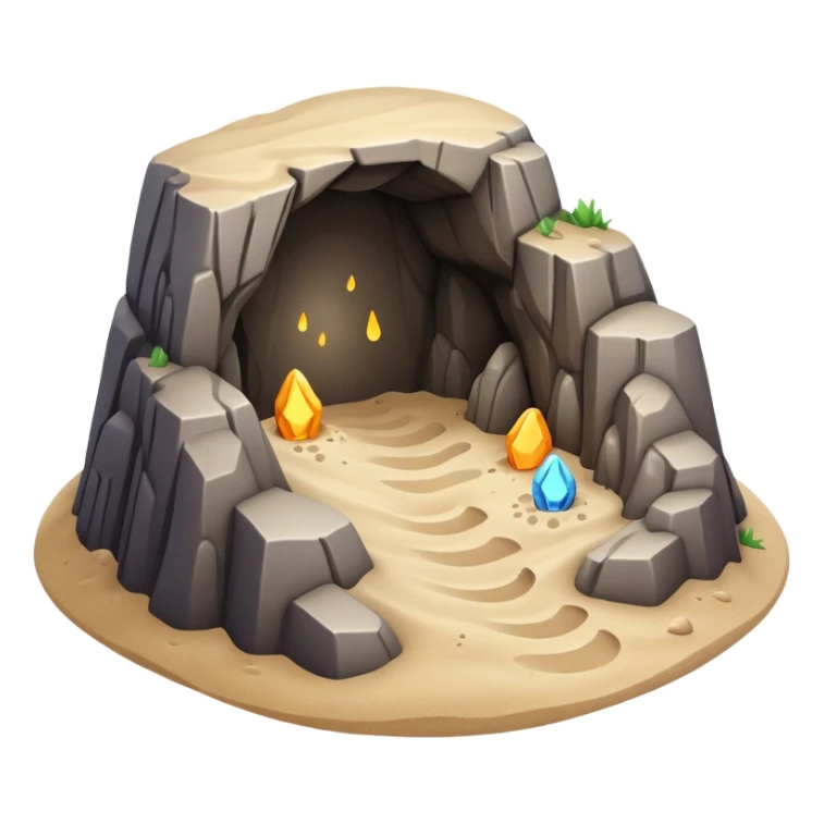generate realistic detailed cave in 3d style with sand  sticker