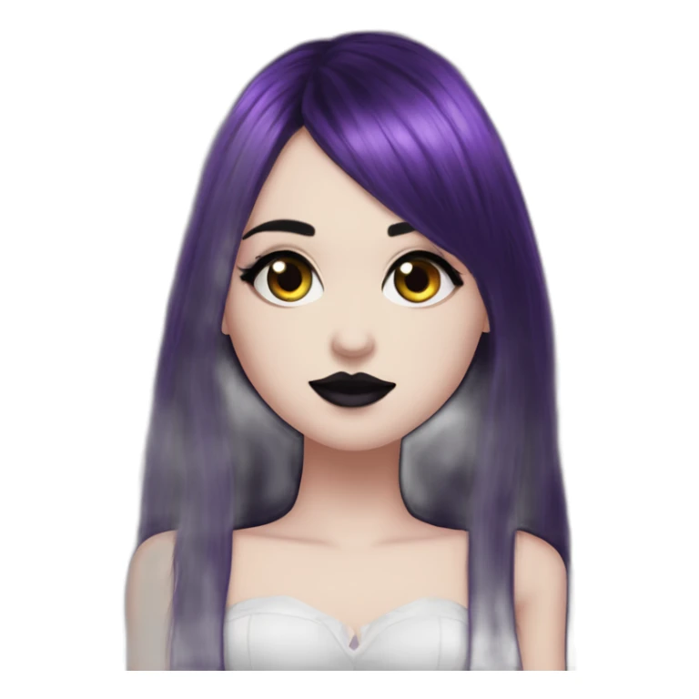 Elissabat -with bangs -long-hair-dark-plumpurple-and-black-vampire-goth-makeup-pinkeyes-romanticgothcloses- sticker