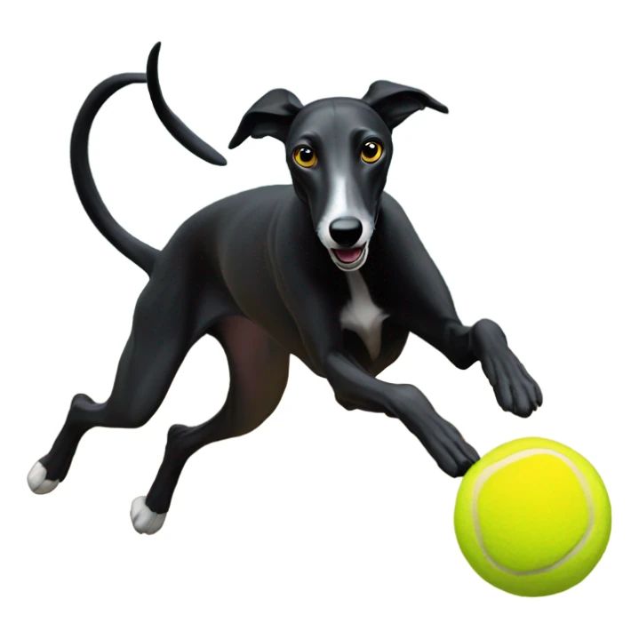 Black greyhound catching tennis ball sticker