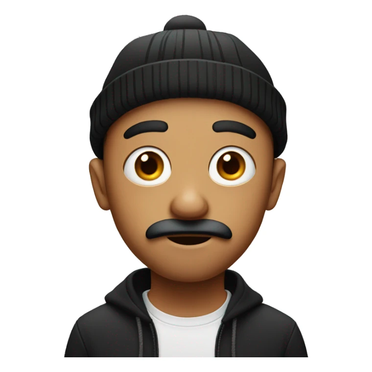 whiney big eyes with black beanie and ginger mustache sticker