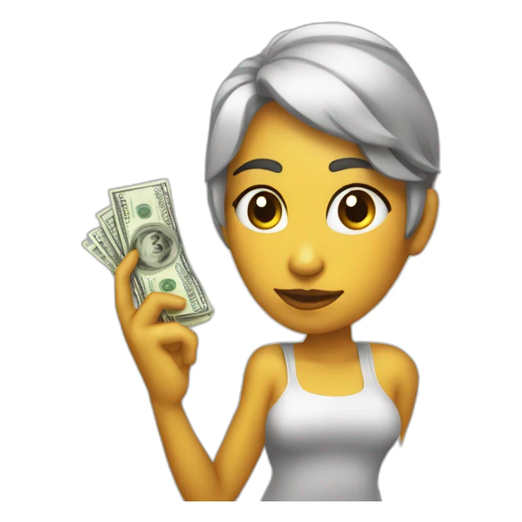 chica piel clara con un dolar en la mano sticker