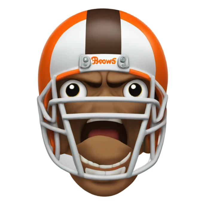 Angry skull wearing Cleveland Browns orange football helmet  sticker