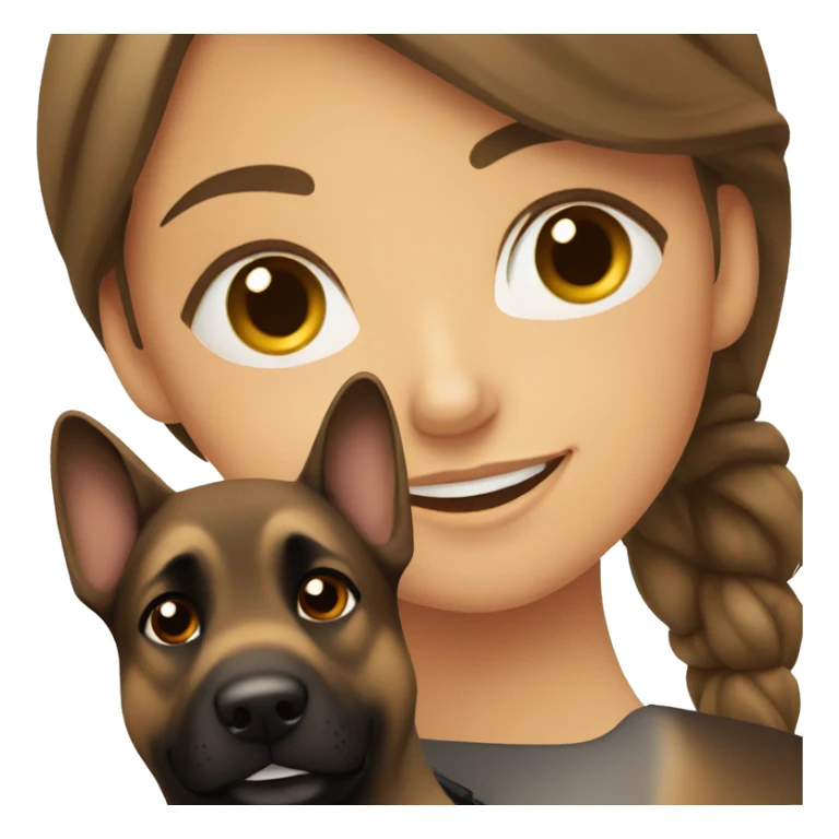 Girl with brown hair with german shepherd dog   sticker