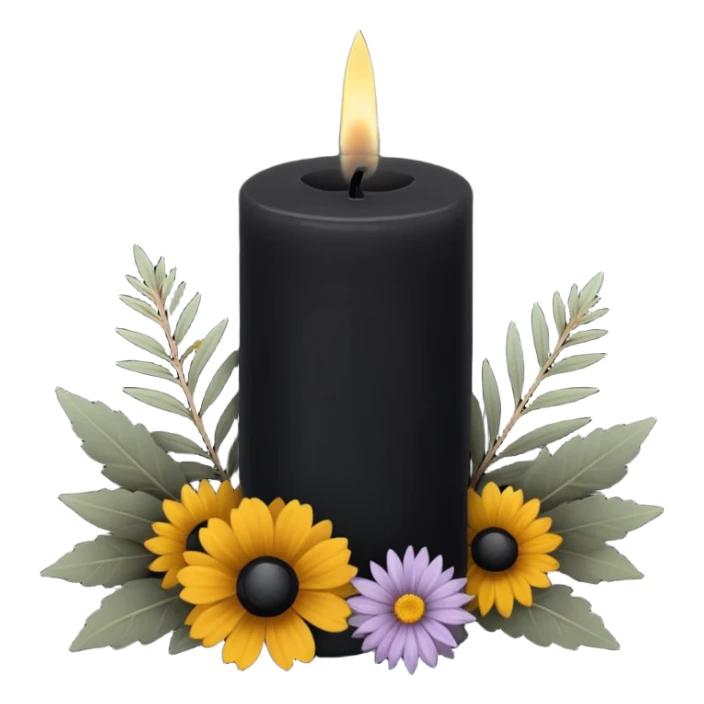 Black candle with dried herbs and flowers  sticker