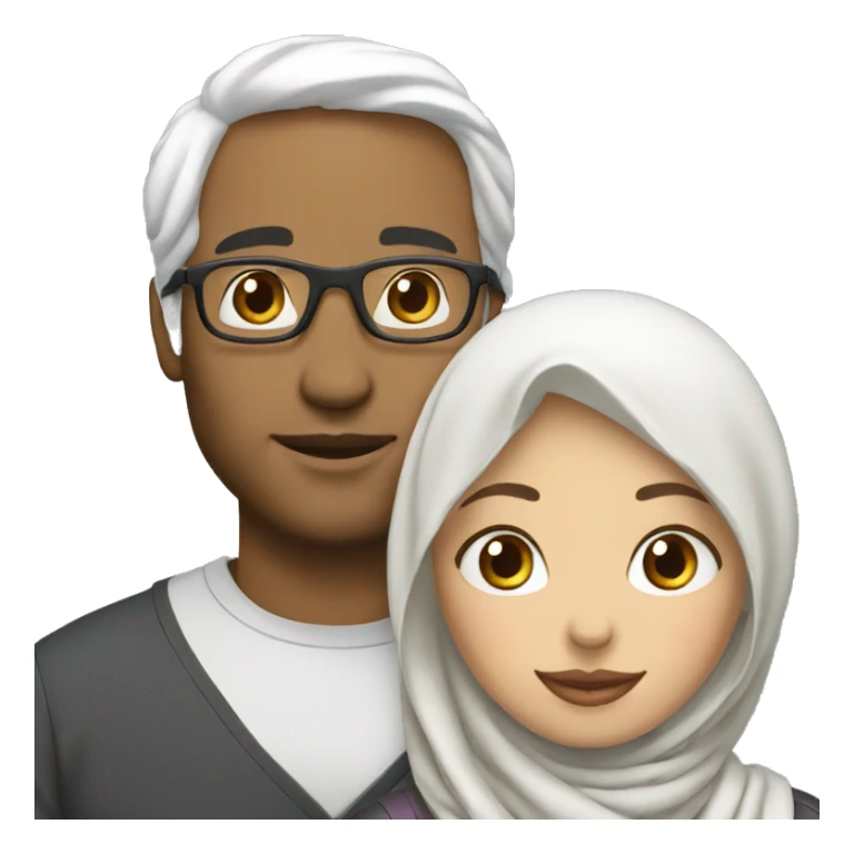 Wife with hijab with white wavy hair husband  sticker