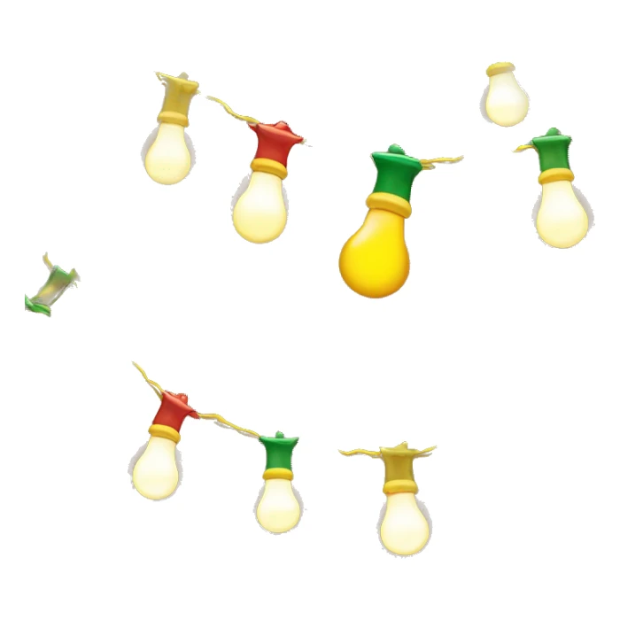 garlands with small bulbs emitting warm light. The light bulbs are multicolored (red, green, yellow) or in one golden tone. The garland should look bright and festive sticker