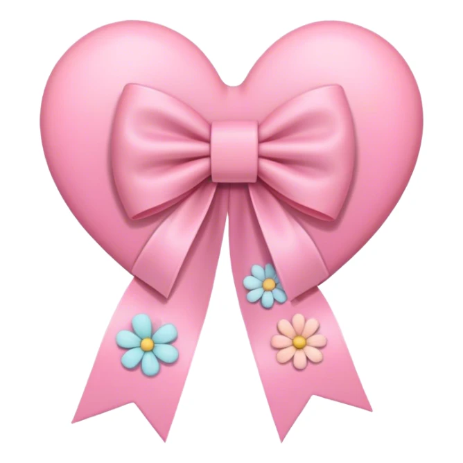 Heart and flowers bow pink pastel color  sticker
