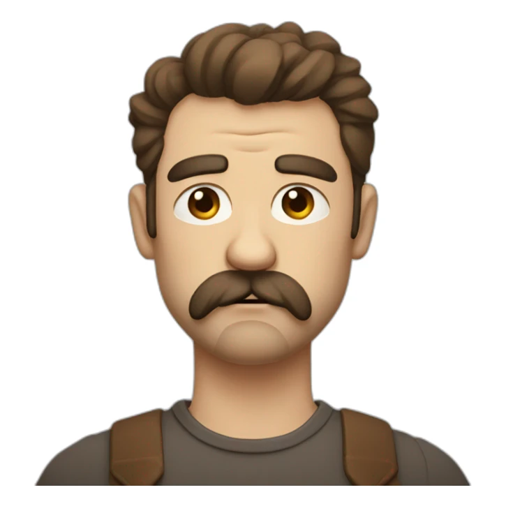 Grumpy man with brown hair and stache/beard but separated sticker