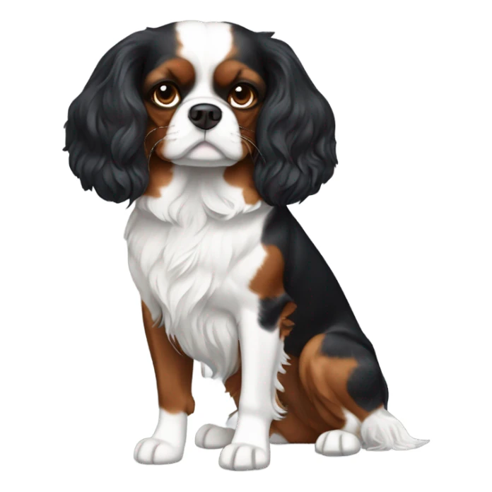 King Charles, Cavalier, black and white fur with brown elbows sticker