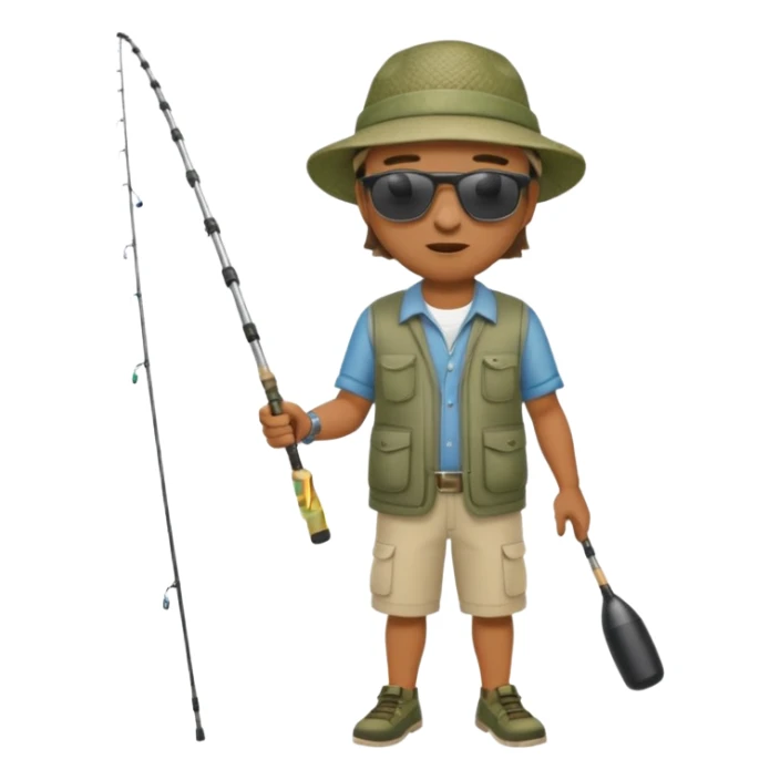 Man in motion casting a fishing rod full body sticker