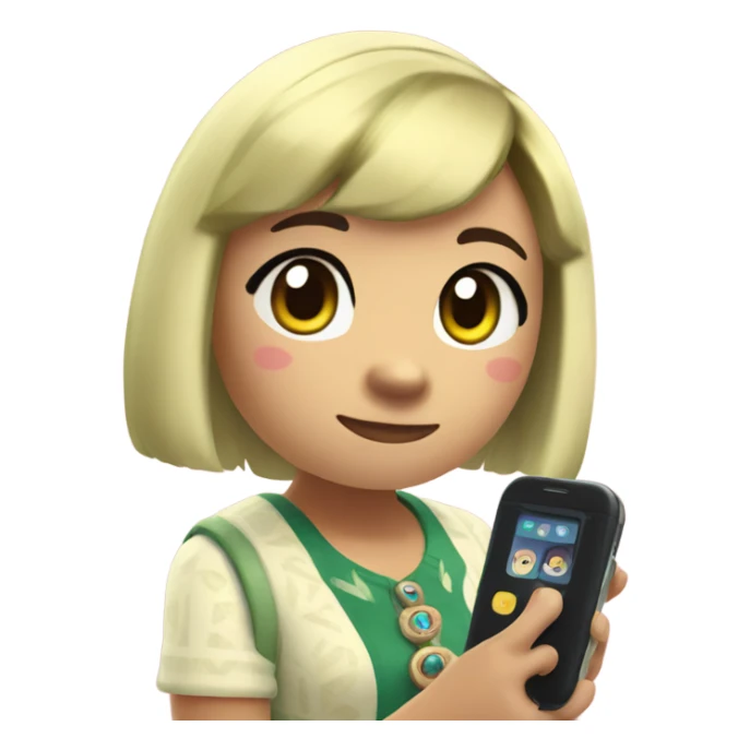 isabel from animal crossing with a nook phone sticker