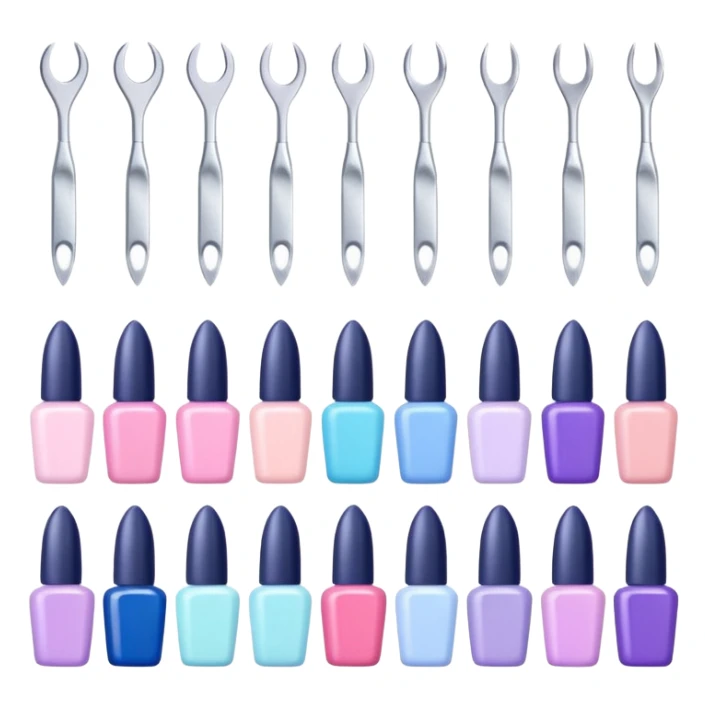 Minimalist kawaii nail tools, each tool alone, simple and clean design, pastel colors, delicate and charming, high-resolution, single subject only sticker