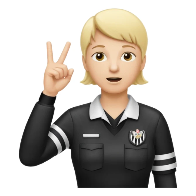 blonde football referee calling time out with hands and whistle making t gesture with hands sticker