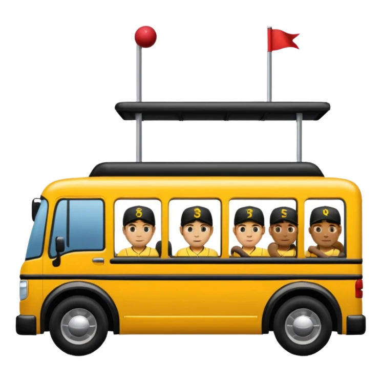 autobus de equipo llevando a egnte de basebal  y un chofer sticker