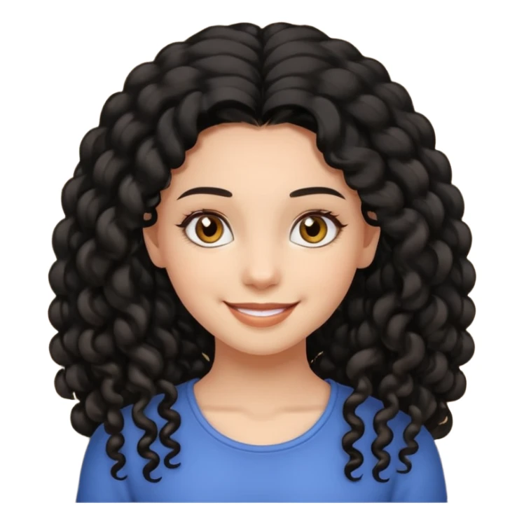girl, long black coily hair, beautiful hazel eyes sticker