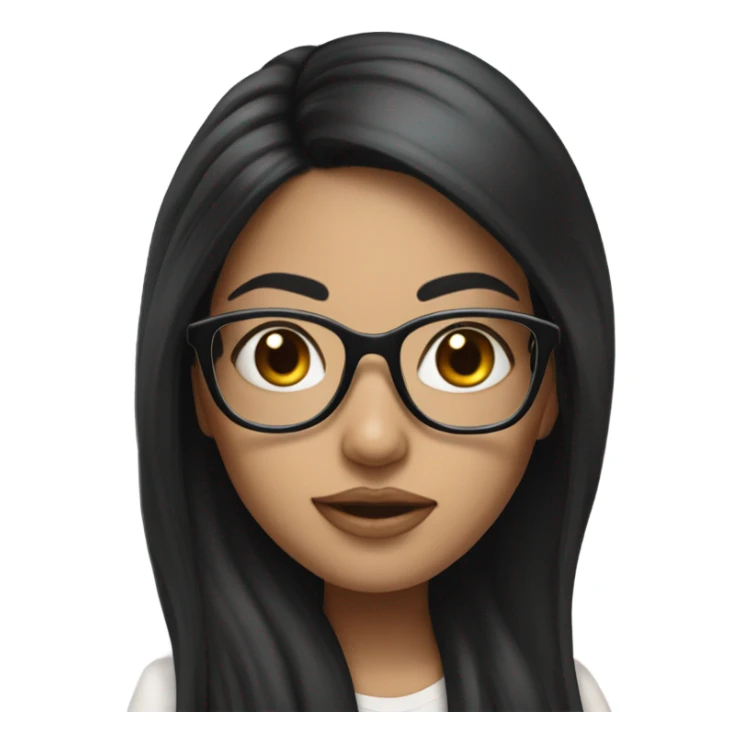 Hyper realistic girl with black hair glasses sticker