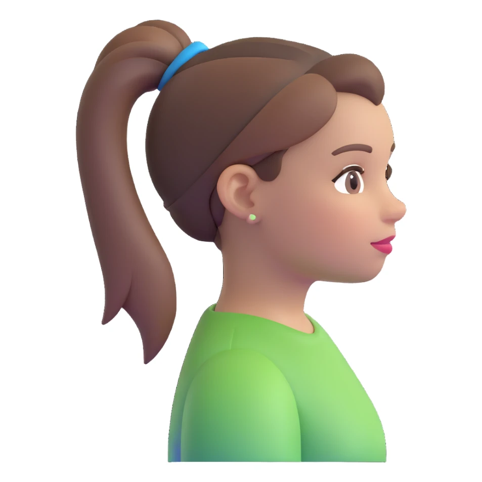 girl with brown hair and ponytail sticker