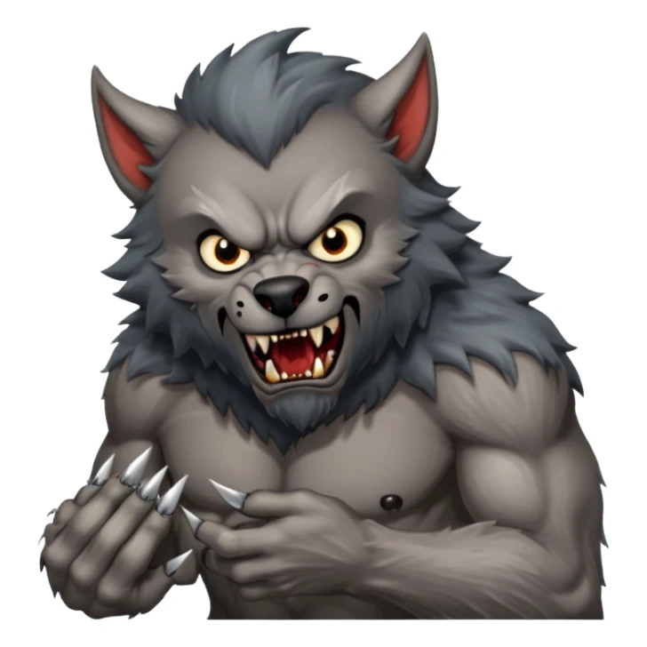 Create an emoji of Werewolf half bodied till waist sharp nails sticker