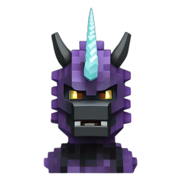 Minecraft Black Godzilla Head With Diamond Unicorn Horn and Lazer Eyes sticker
