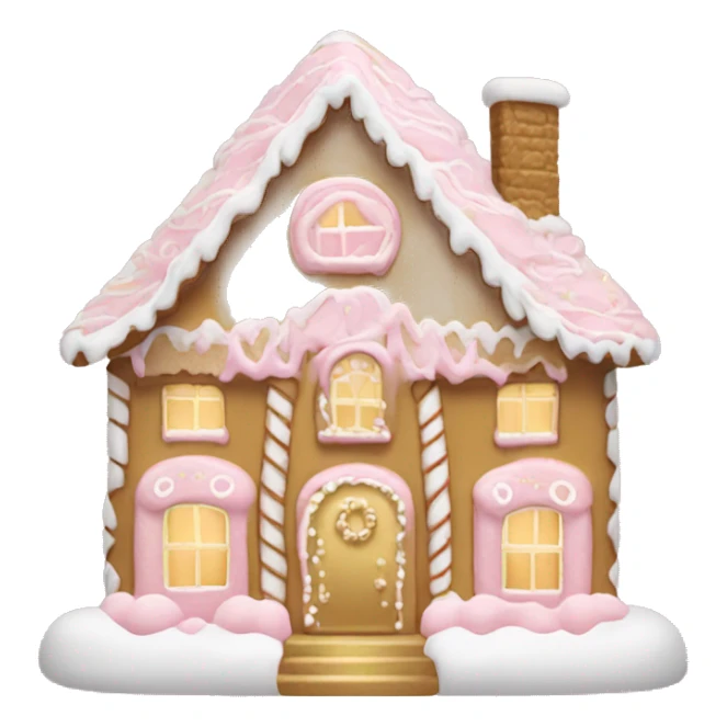light pink and gold and white gingerbread house sticker