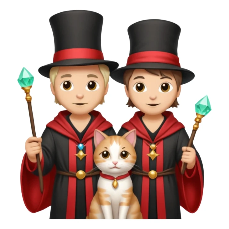 magician couple and their pet cat sticker