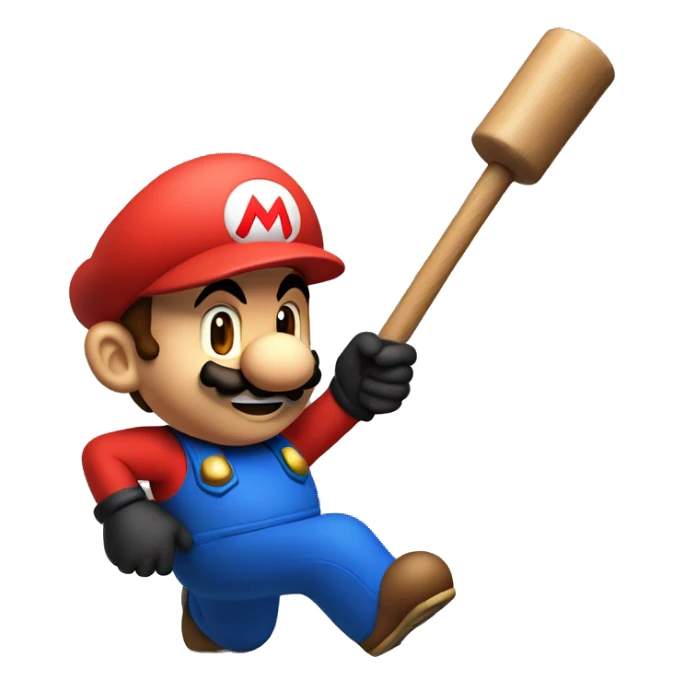 Super Mario with a plunger in his hands sticker
