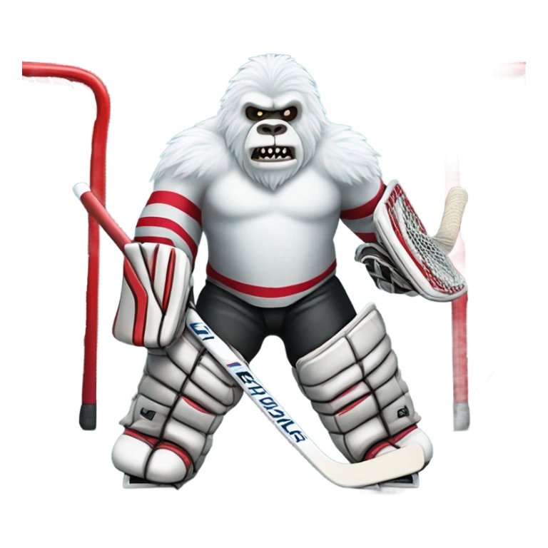 Jacked yeti playing ice hockey goalie sticker