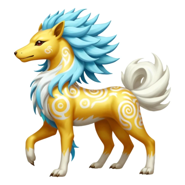 Tropical Tiny Marked Patterned Tribal Shiny Albino Painted Oriental Asian Patterned Tropical Exotic Toxic Suicune-Solgaleo-Rapidash-Arcanine-fusion-hybrid-creature (full body) sticker