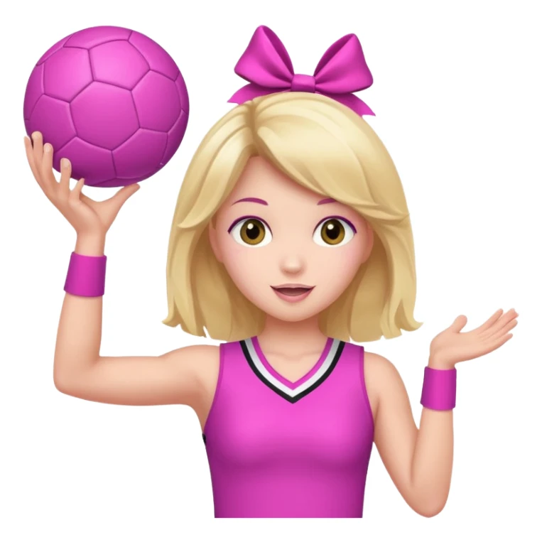 football cheerleader, holding a cheering ball, pink and twinkle sticker