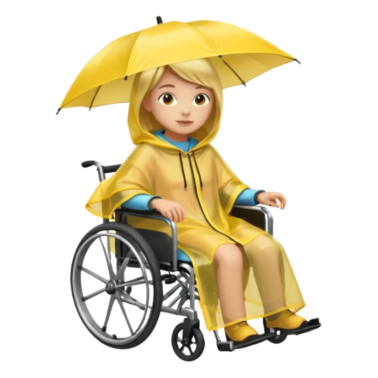 Girl in a wheelchair with rain poncho sticker