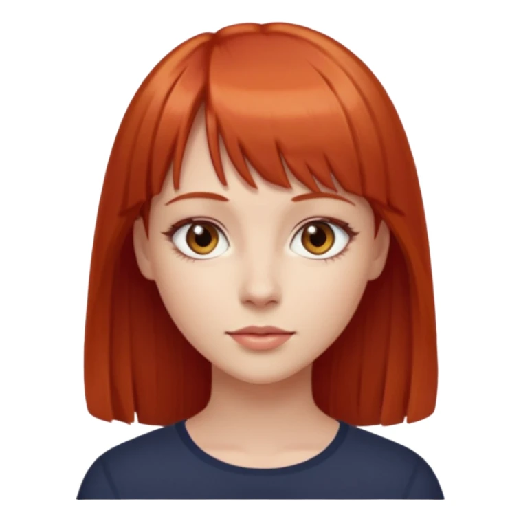 zumbi mulher com cabelo vermelho liso e franja olhos castanhos claros e branca  sticker